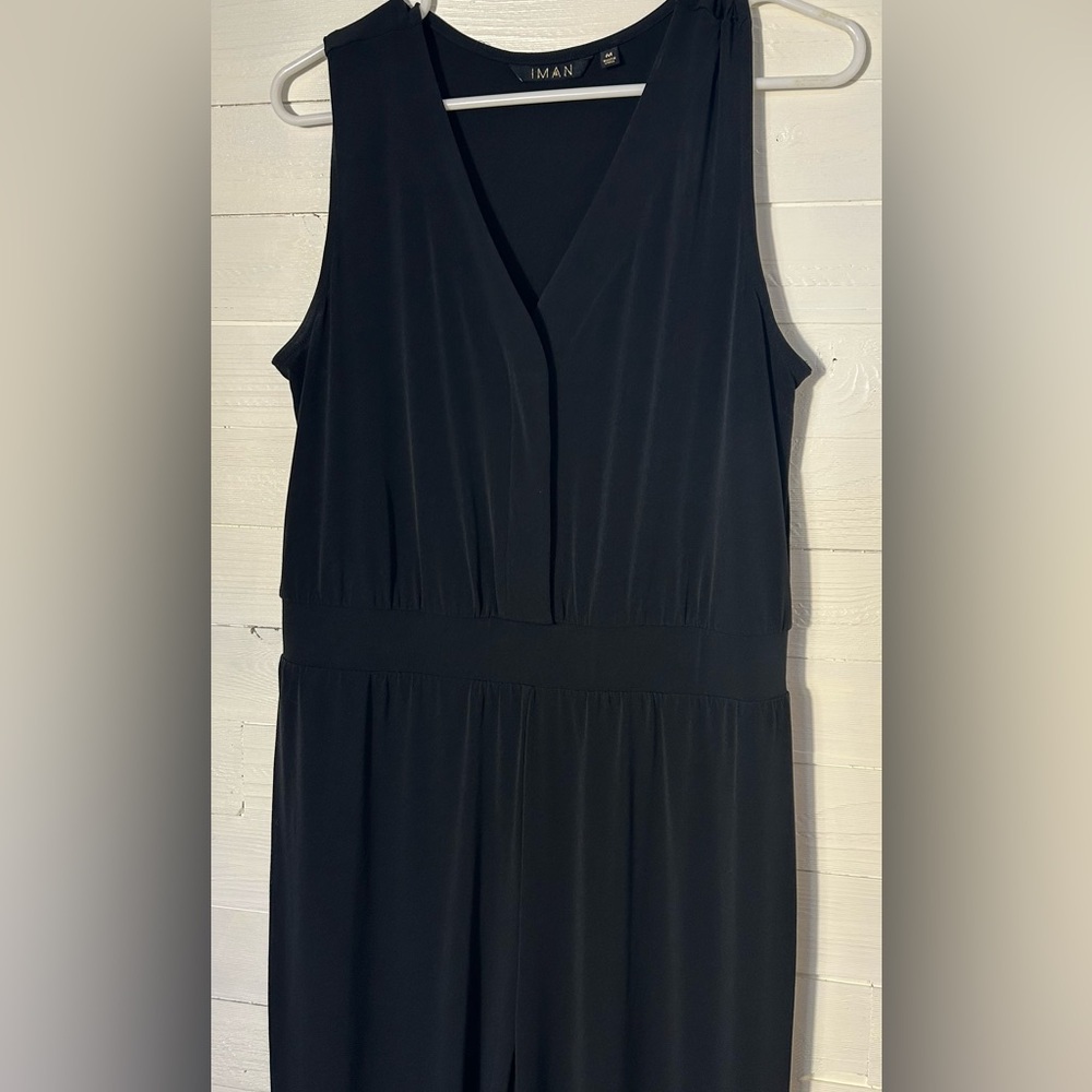 Iman Black jumpsuit, button top, women’s size medium. Excellent condition. - Picture 3 of 12